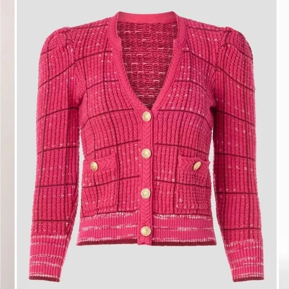 NWT L’Agence Jenni Cardigan Sweater Pink Multi L